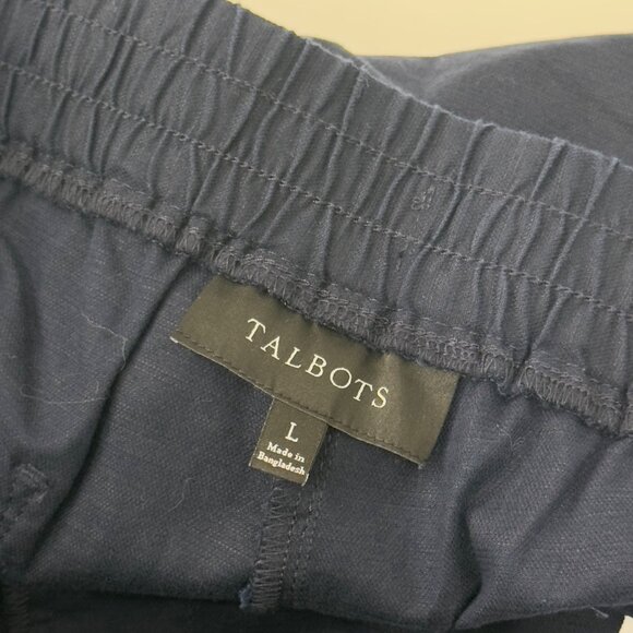 Talbots Womens Navy Blue Cotton/Lyocell Blend Drawstring Shorts Size L Pull On - Picture 3 of 9